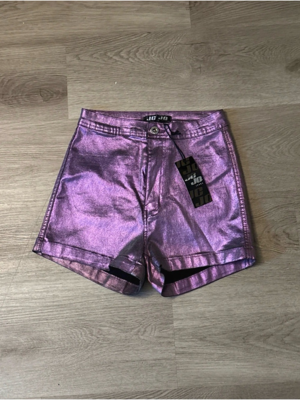 Metallic Purple High-Rise Shorts